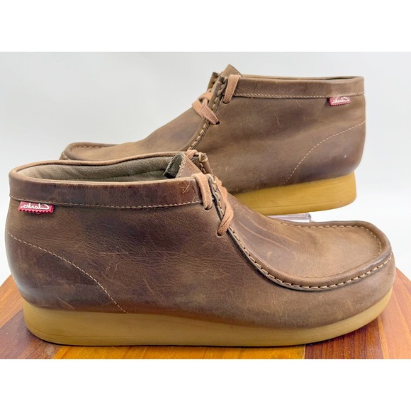 Clarks Mens Stinson Wallabee Brown Beeswax Leather Lace Up Ankle Boots 11 Crepe - Picture 1 of 8